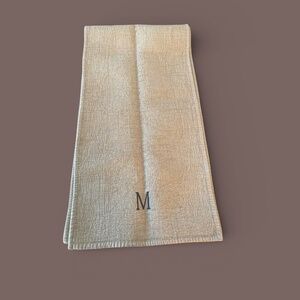 Pottery Barn Belgian Linen Monogramed Table Runner